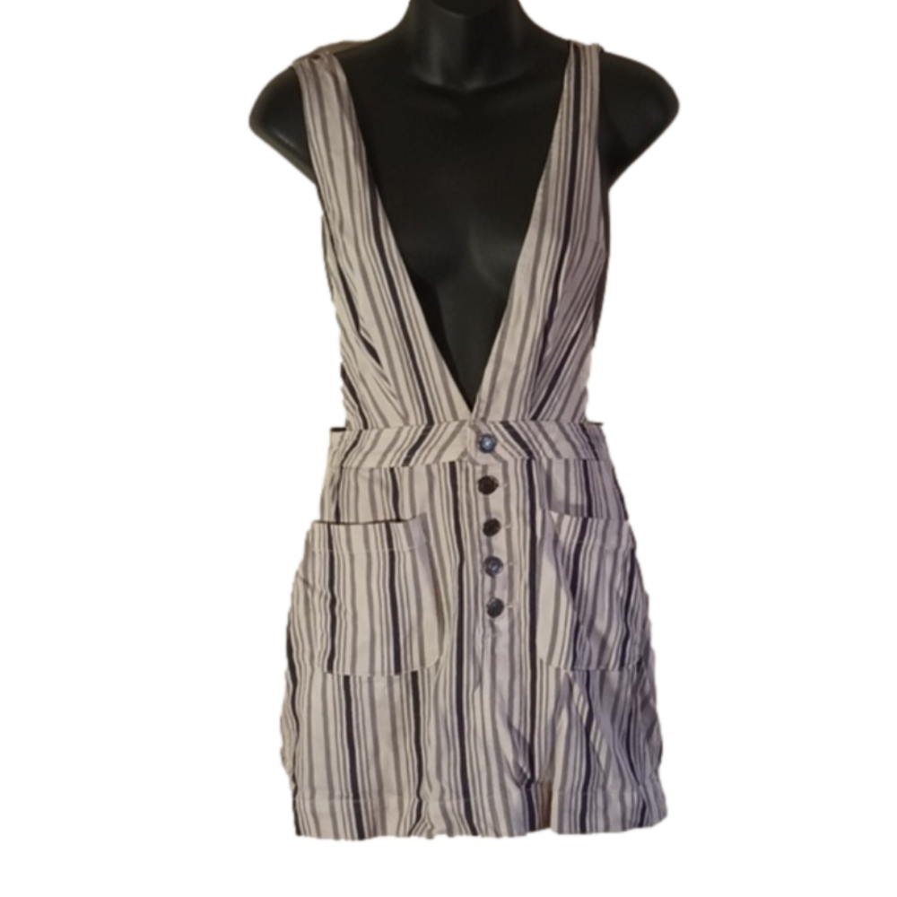FREE People Overall / jumper/ halter  style striped dress.Size 4.